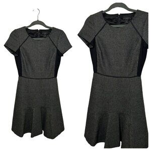 J. Crew Women’s Dress Career Wool Blend Tweed A Line Flare Mini Gray Black SZ 00